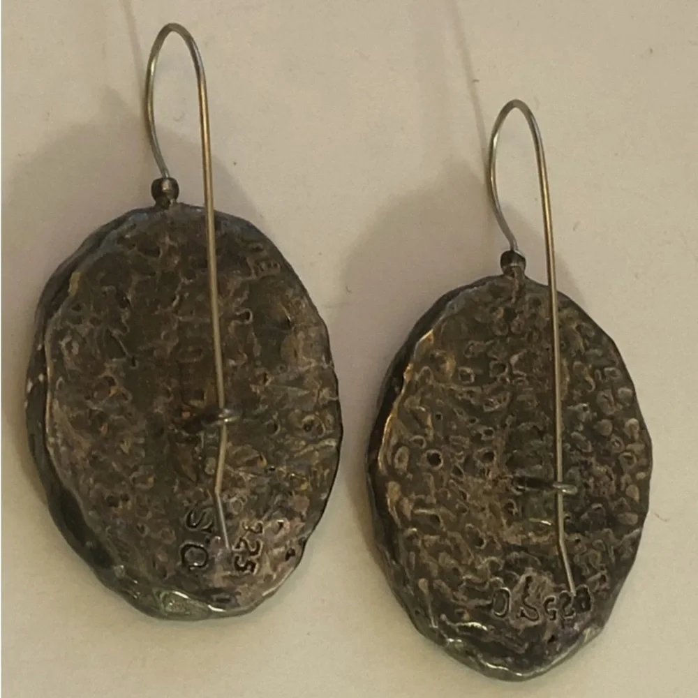Orit Schatzman O.S.925 Sterling SilverMosaic Hook Earrings 8.3g  Earrings